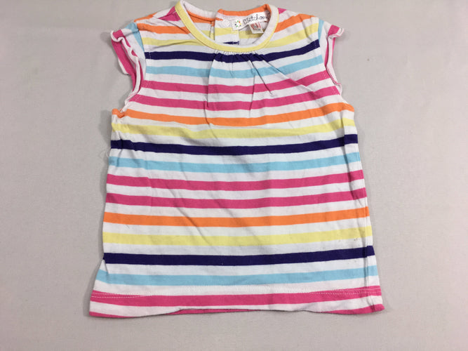 T-shirt m.c blanc rayé multicolore, moins cher chez Petit Kiwi