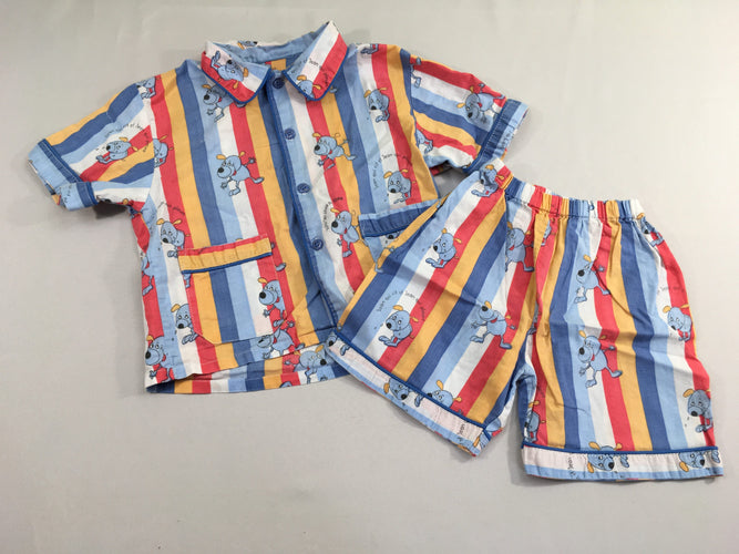 Pyjashort 2pcs coton rayé multicolore chiens, moins cher chez Petit Kiwi