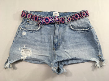 Short jean effet déchiré ceinture, Only M