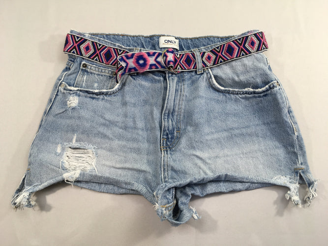 Short jean effet déchiré ceinture, Only M, moins cher chez Petit Kiwi