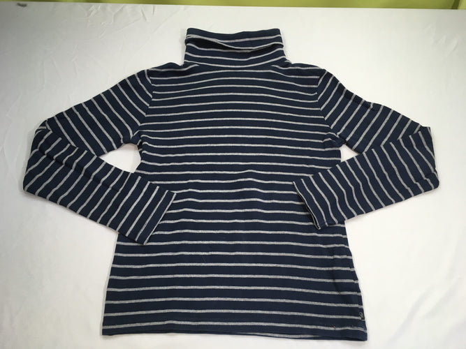 T-shirt m.l col roulé bleu foncé rayé gris, moins cher chez Petit Kiwi