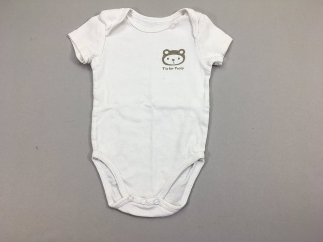 Body m.c blanc ours teddy, moins cher chez Petit Kiwi