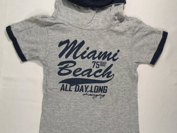 T-shirt m.c gris chiné col montant Miami