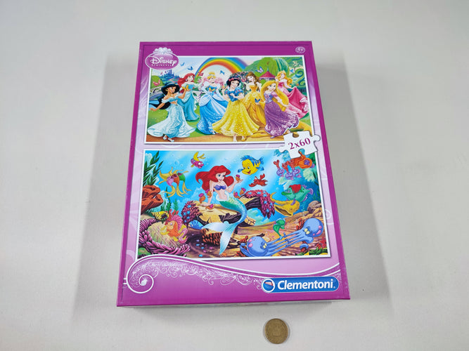 2 Puzzles Princess + Petit sirène 60pcs, 5+ - Complet, moins cher chez Petit Kiwi