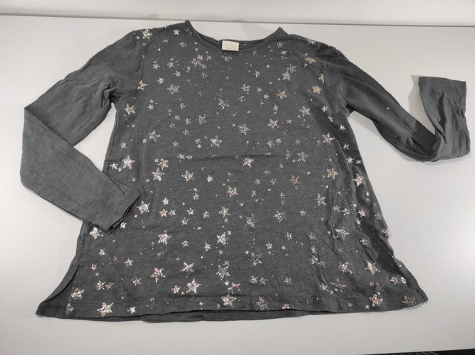 T-shirt m.l gris anthracite , étoiles  pailletées, moins cher chez Petit Kiwi