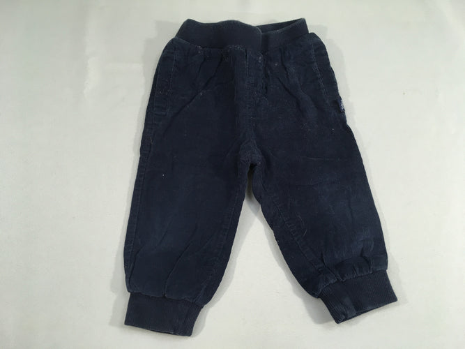 Pantalon velours côtelé bleu marine doublé jersey, moins cher chez Petit Kiwi