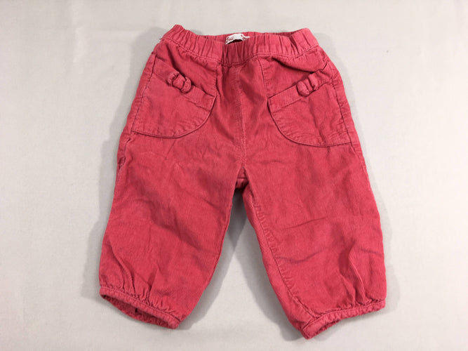 Pantalon velours côtelé rose doublé jersey, moins cher chez Petit Kiwi