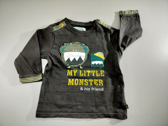 T-shirt m.l gris "my little monster", moins cher chez Petit Kiwi