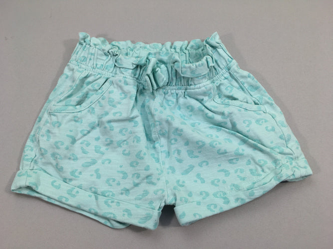 Short jersey bleu clair motif léopard noeud, moins cher chez Petit Kiwi