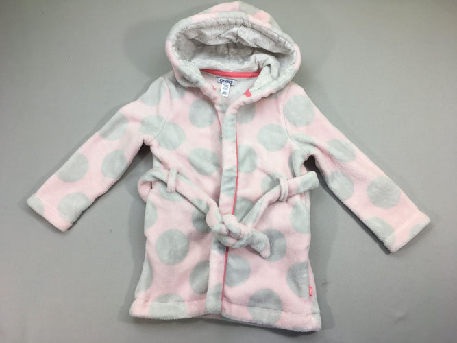 Peignoir rose pâle pois à capuche, moins cher chez Petit Kiwi