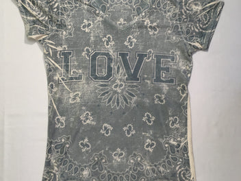 T-shirt m.c aspect velours gris Love