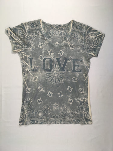 T-shirt m.c aspect velours gris Love, moins cher chez Petit Kiwi