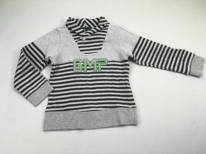 Pull col châle gris rayé GMP, moins cher chez Petit Kiwi