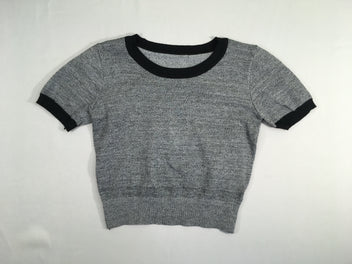 T-shirt m.c mailles gris chiné bords noirs