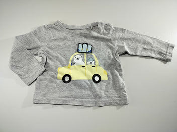 T-shirt m.l gris flammé (boîte à malices ) ours en voiture