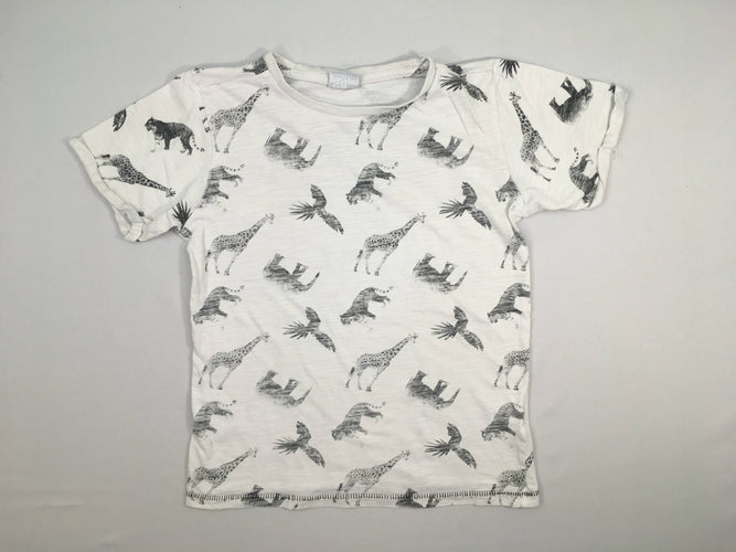 T-shirt m.c blanc flammé animaux, moins cher chez Petit Kiwi