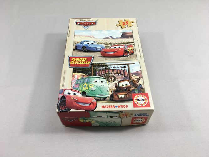 2 Puzzles Cars 2 désert en bois 2x25 pcs - complet, moins cher chez Petit Kiwi