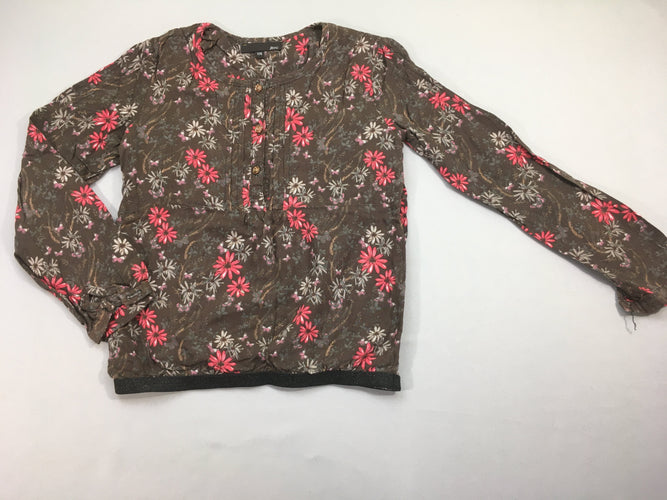 Blouse m.l brune fleurs boutons, moins cher chez Petit Kiwi