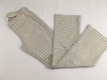 Pantalon souple à carreaux blanc/jaune/gris