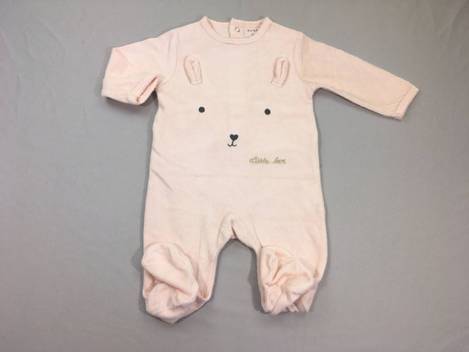 Pyjama velours rose pâle lapin, moins cher chez Petit Kiwi