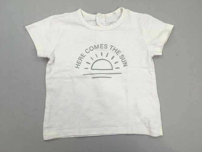 T-shirt m.c blanc coucher de soleil " here comes the sun", moins cher chez Petit Kiwi