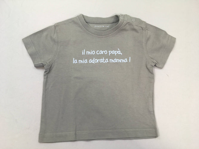 T-shirt m.c gris "il mio caro papà, la mia adorata mamma!", moins cher chez Petit Kiwi