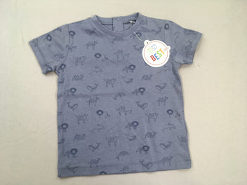 NEUF T-shirt m.c bleu animaux