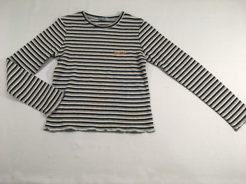 T-shirt m.l rayé gris chiné/noir/blanc bronze