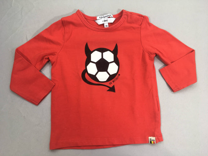 T-shirt m.l rouge ballon de foot des diables "go belgium", moins cher chez Petit Kiwi