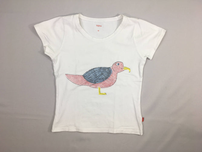 T-shirt m.c blanc oiseau, moins cher chez Petit Kiwi