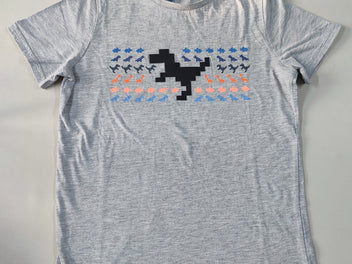 T-shirt m.c gris chiné dinosaures pixels