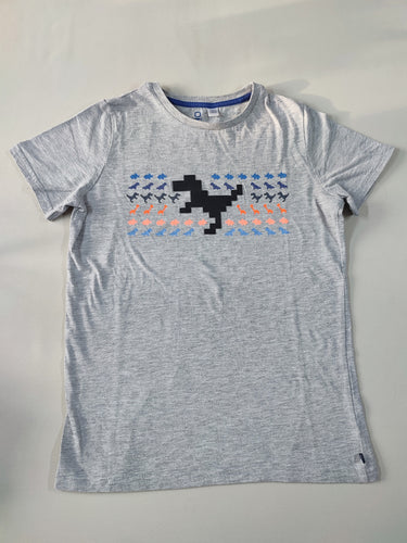 T-shirt m.c gris chiné dinosaures pixels, moins cher chez Petit Kiwi