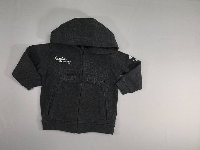 Sweat zippéà capuche gris foncé Classics, bouloché, moins cher chez Petit Kiwi