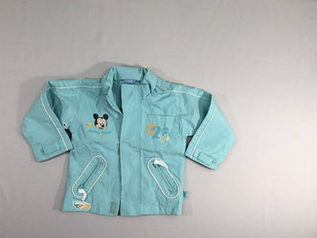 Veste coupe-vent bleu à capuche repliable dans la nuque Mickey