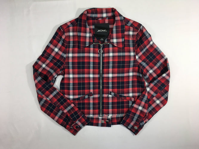 Chemise veste à carreaux rouge-bleu marine zippée XS, moins cher chez Petit Kiwi