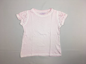 T-shirt m.c rose pâle dentelle manche