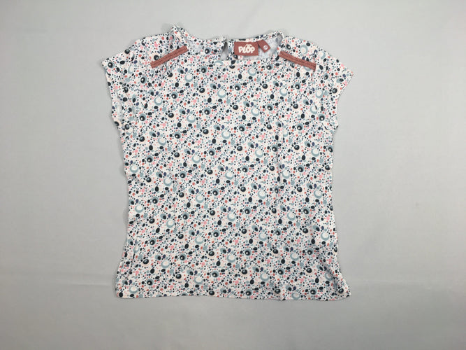 T-shirt m.c blanc rond bleu-rose, moins cher chez Petit Kiwi