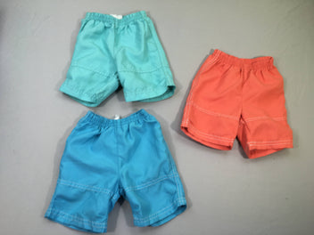 3 shorts légers vert/bleu/orange
