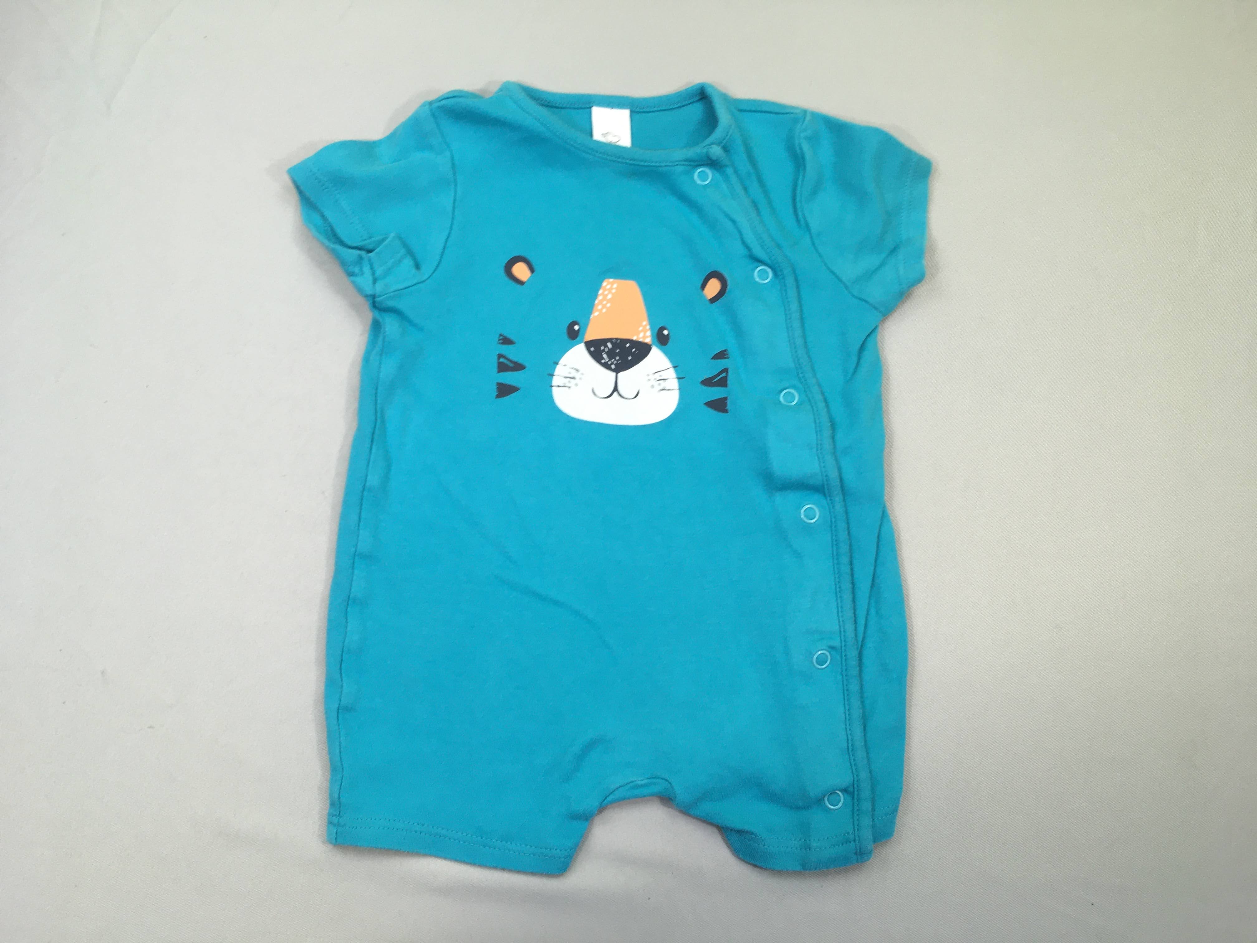 Combishort jersey bleu rayé eau, bouloché