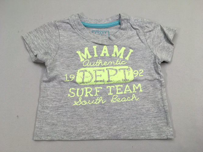 T-shirt m.c gris chiné Miami, moins cher chez Petit Kiwi