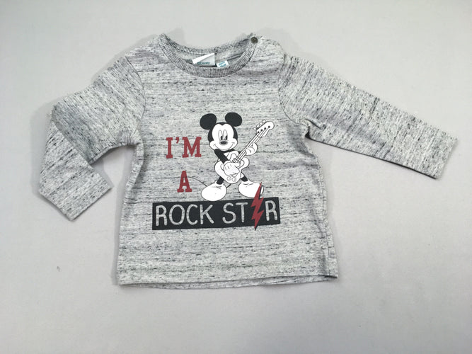 T-shirt m.l gris chiné Mickey, moins cher chez Petit Kiwi