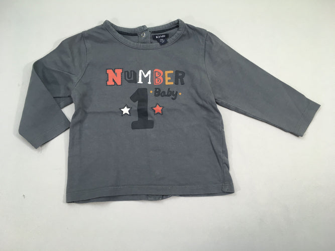 T-shirt m.l gris foncé Number 1, moins cher chez Petit Kiwi
