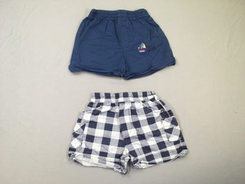 2 shorts bleu/à carreaux bateau