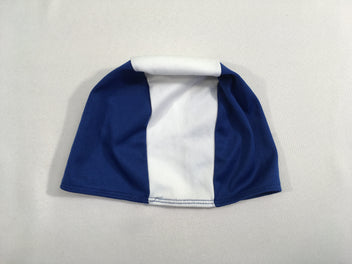 Bonnet de piscine textile bleu-blanc
