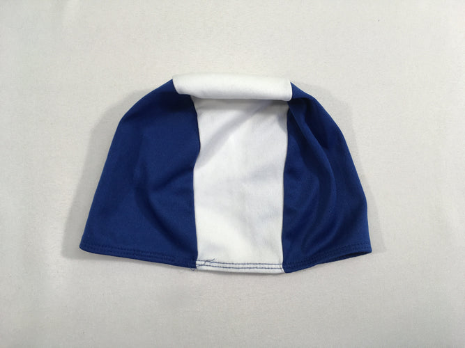 Bonnet de piscine textile bleu-blanc, moins cher chez Petit Kiwi