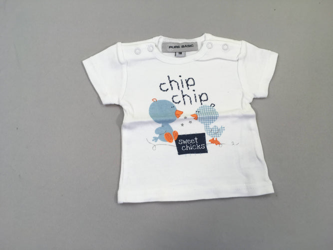T-shirt m.c blanc chip chip, moins cher chez Petit Kiwi