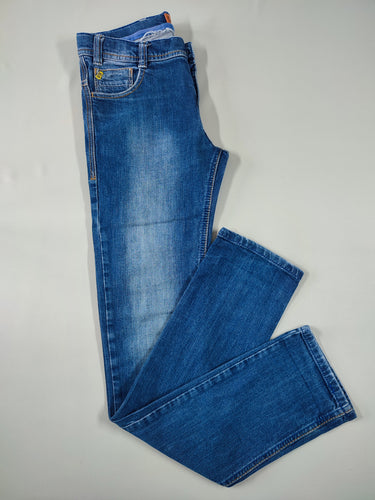 Jeans bleu effet délavé, moins cher chez Petit Kiwi