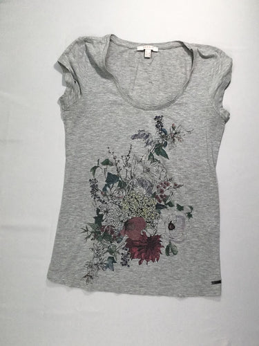 T-shirt m.c gris chiné bouquet-Légèrement bouloché, moins cher chez Petit Kiwi