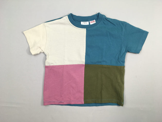 T-shirt m.c blanc-bleu-rose-kaki, moins cher chez Petit Kiwi