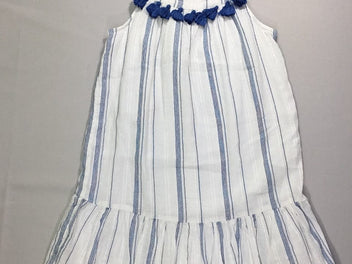 Robe fines bretelles coton blanc ligné bleu